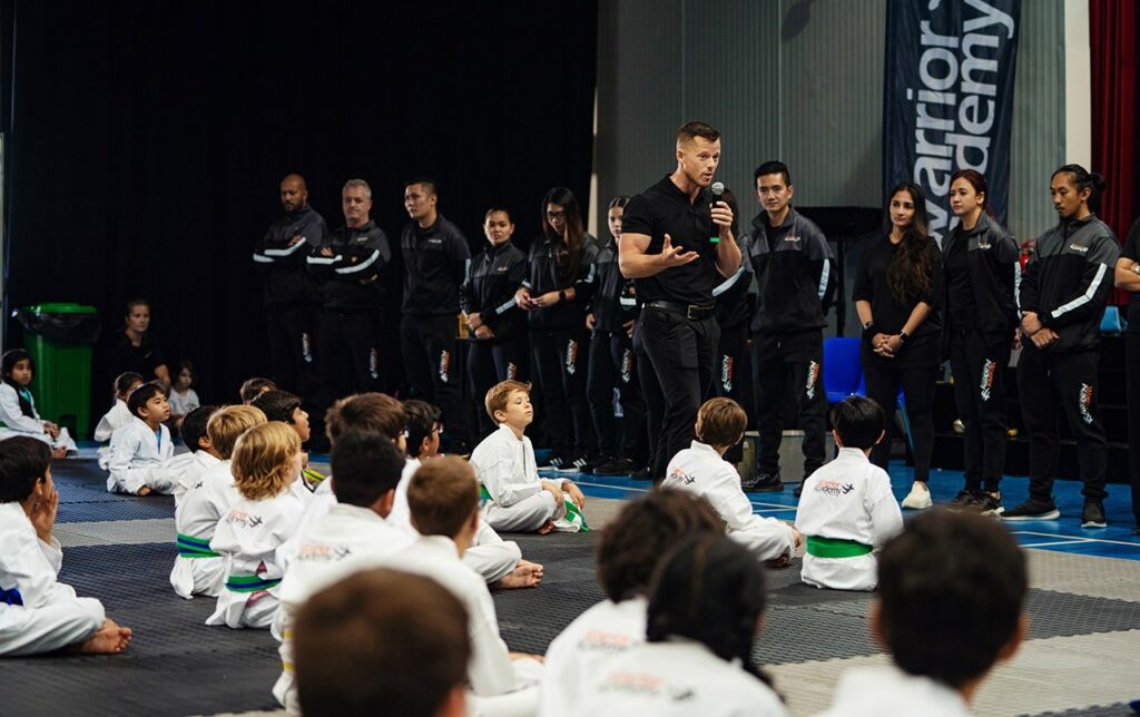 Warrior Academy's Sebastian Bates motivates students