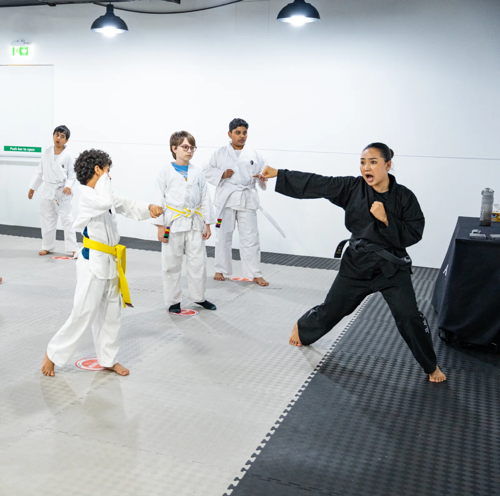 Children practising techniques at The Warrior Academy Abu Dhabi