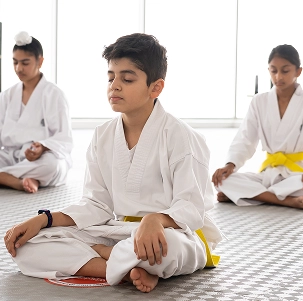 Children learning meditation and mindfulness.