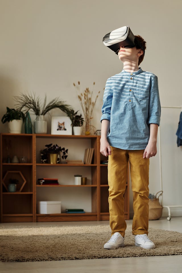 Balancing Technology Use For Children: Child playing with VR headset