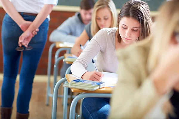 Students in classroom during exam time