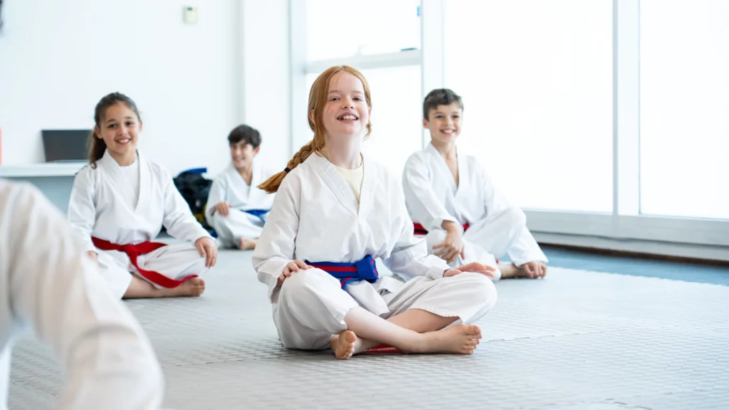 Happy child in dojo